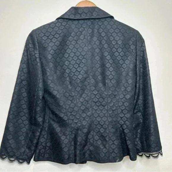 Stunning Kay Unger Black Blazer Lightweight  Fall Lace Bows - Picture 2 of 14